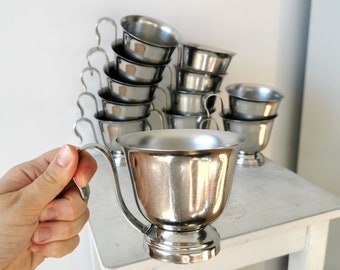 SET of 3 Original Vintage Inox Tea Mugs by KORDUN ROSTREI / Made in Yugoslavia 1970s / Retro School Coffee Cup Bowl Drinkware