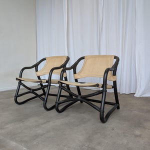 Sillón Espri Safari vintage: bambú negro, tela beige, Ikea de los años 70 (2 unidades en stock) imagen 9
