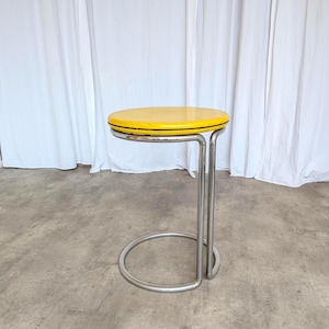 Vintage Yellow Bar Table: Chrome Bauhaus Style, 1970s High Coffee Table