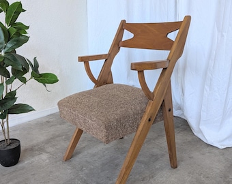1970s Scandinavian Armchair: Vintage Yugoslavia Retro Fabric Lounge Chair