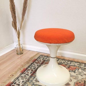 Vintage Orange Mushroom Stool: 1960s Finzgar Zorman Meblo Design
