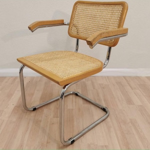 Cesca Chair by Marcel Breuer / Tubular frame with Cane seat and backrest / Made in Yugoslavia / With Armrest / B32/Vintage/Retro/Interior
