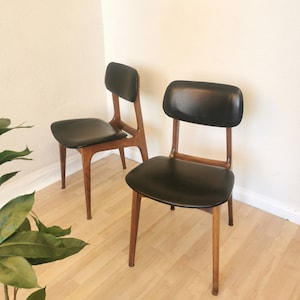 Vintage STOL Kamnik Dining Chair: Black Leather, Mid-Century Modern
