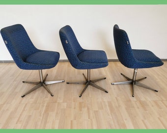 1 of 3 Retro Pattern Swivel Office Chair / Made in Yugoslavia / Stol Kamnik / Room / Vintage design Niko Kralj era / Blue Egg style chairs