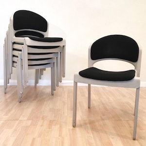 1 of 4 Stackable Chair from Aeon Mondial / Vintage / Netherlands / 1980 / Plastic Wood Plywood / Unique / Retro dine Chairs / Load Stack