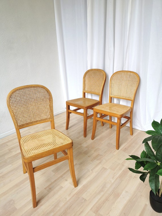 Vintage Cane Seat Dining Chair: Mid-Century Modern Yugoslavia