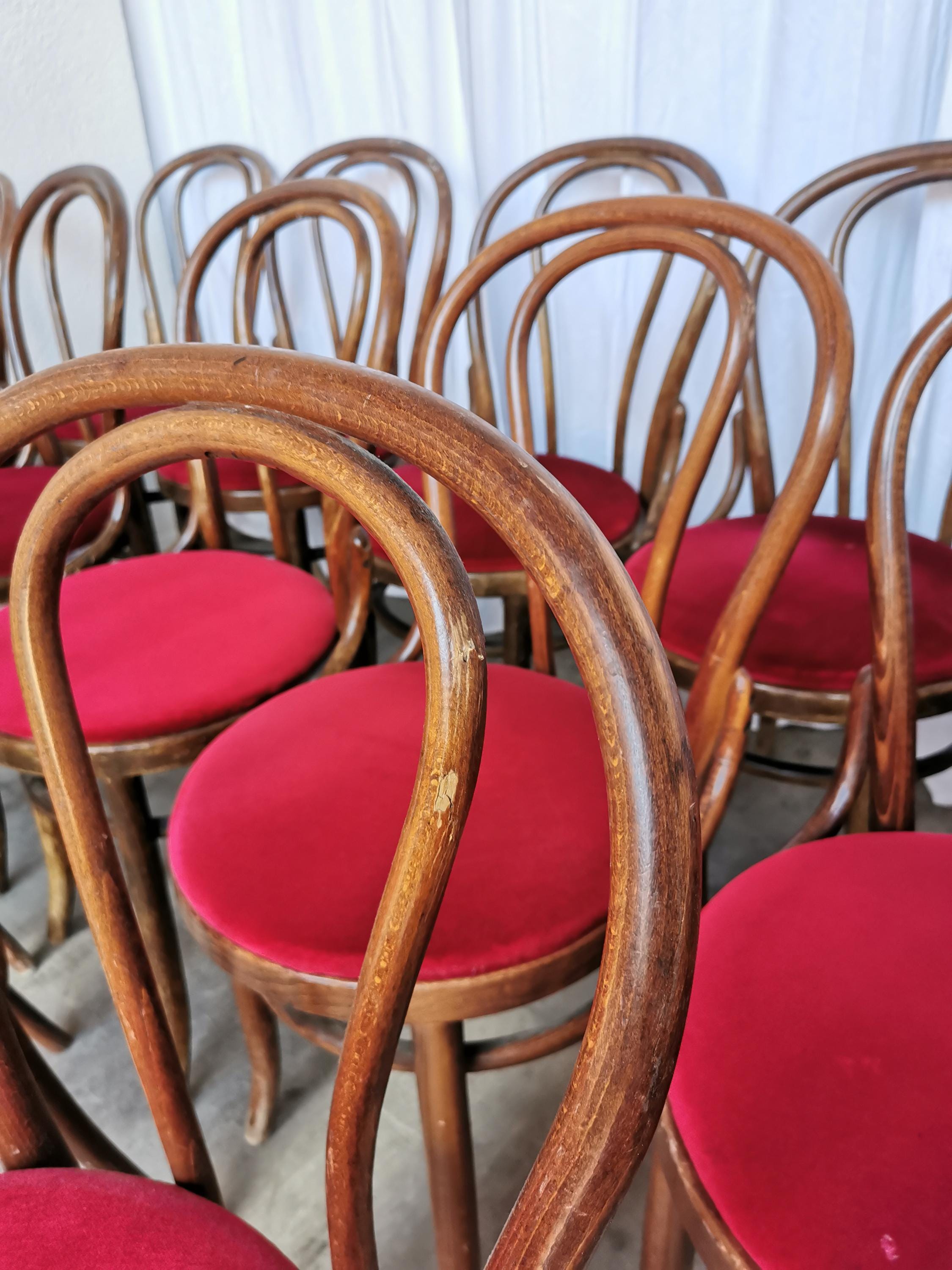 1 of 20 Vintage Bentwood Dining Chair 1970s Thonet Style, Red
