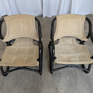 Sillón Espri Safari vintage: bambú negro, tela beige, Ikea de los años 70 (2 unidades en stock) imagen 13