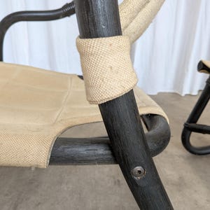 Sillón Espri Safari vintage: bambú negro, tela beige, Ikea de los años 70 (2 unidades en stock) imagen 18