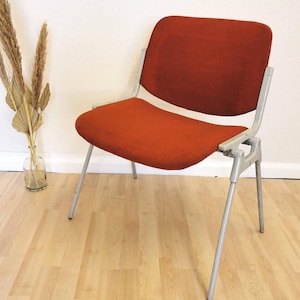 Vintage Orange Office Chair by Giancarlo Piretti for Castelli, 1960s Italian Modernist Mid-century Desk