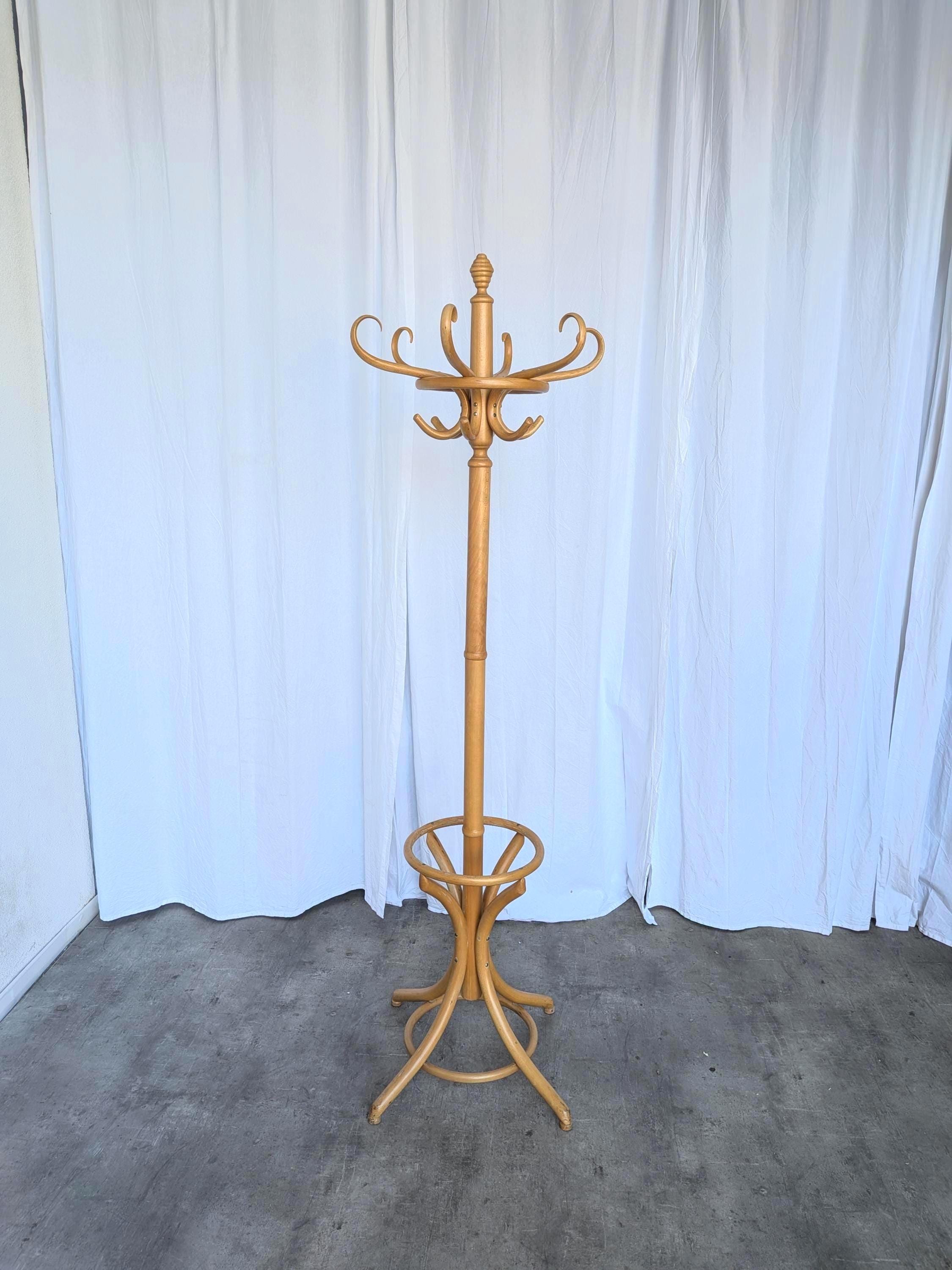 Vintage Bentwood Coat Stand in Thonet Style with Umbrella Holder Hall…