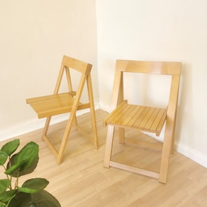 1 of 2 Vintage Foldable Wooden Chair TRIESTE Stool by Aldo Jacober / Made in Yugoslavia, 1970s / Mid-century Dining / Office / Desk Chair