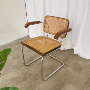 【100％MADE IN ITALY】CESCA ARMCHAIR SET OF 6 MARCEL BREUER CESCA CANED ARM CHAIRS, MADE IN ITALY
