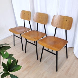 Set of 3 Vintage School Chairs: Retro STOL Kamnik, Yugoslavia
