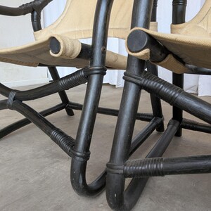 Sillón Espri Safari vintage: bambú negro, tela beige, Ikea de los años 70 (2 unidades en stock) imagen 10