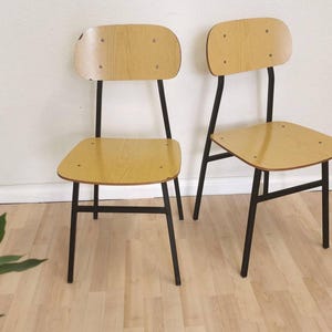 1 of 2 Vintage School Chair by Stol Kamnik, Yugoslavia, 1970 / Retro Wooden Dining Chair / Mid-century Chairs with Metal Base / Midcentury