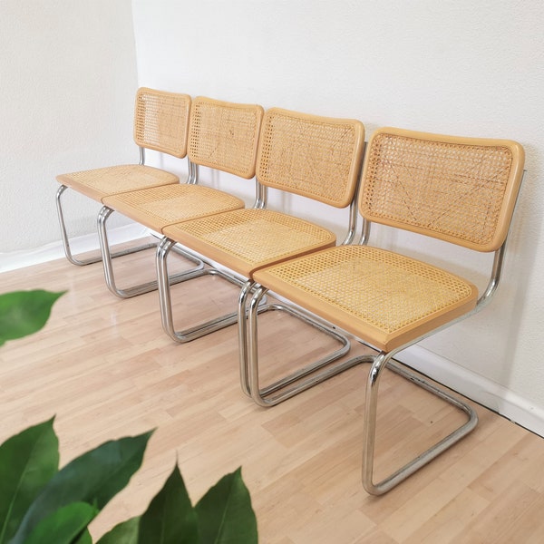 1 left Vintage CESCA Chairs by Marcel Breuer / B32 chair / Mid-Century Italian Dining Chair Knoll / 1970s / Wicker/ Dining /Dine Chairs/ MCM