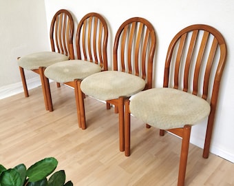 SET OF 4 Vintage Original Dine Teak Ole Chairs by Niels Koefoed for Koefoeds Hornslet / Denmark 1960 / Mid-century Dining Set