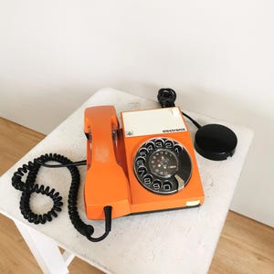 Vintage Orange ISKRA Rotary Phone: Yugoslavia Mid-Century Decor