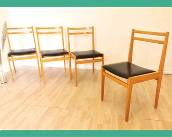 SET of 4 / Vintage Dining Chairs by Branko Ursic for STOL Kamnik / Yugoslavia, 1970s / Original Model 2087 / Mid-century Minimalistic Chair
