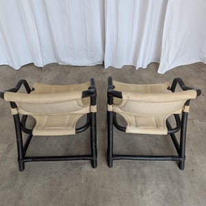 Sillón Espri Safari vintage: bambú negro, tela beige, Ikea de los años 70 (2 unidades en stock) imagen 12