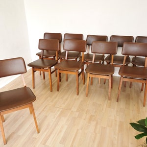 1 of 12 Vintage Wooden Dining Chairs with Leather Seat and Backrest / Made by STOL Kamnik 1970s Yugoslavia / Mid-century Dine Chair / Bistro
