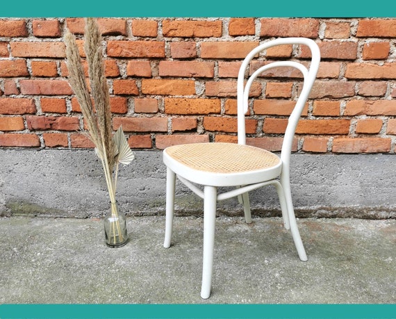 Vintage Thonet nr. / witte stoel met - Etsy