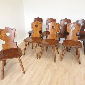 1 of 8 Vintage Farmhouse Chairs Massive Wooden Dine Chairs Made