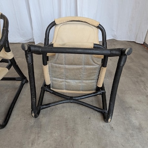 Sillón Espri Safari vintage: bambú negro, tela beige, Ikea de los años 70 (2 unidades en stock) imagen 16
