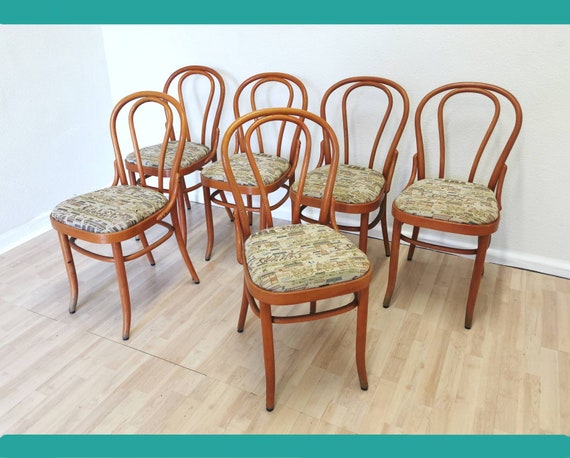 1 of 6 Vintage Dining Chairs Thonet 1970s Bentwood Technique Bistro Mid century Wooden Chairs Yugoslavia Retro Interior Dine MCM Etsy