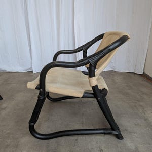 Sillón Espri Safari vintage: bambú negro, tela beige, Ikea de los años 70 (2 unidades en stock) imagen 4