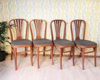 1 von 4 Vintage Original Esszimmerstühlen von STOL Kamnik, Jugoslawien 1970er Jahre / Mid Century / Hohe Rückenlehne / Bistro / Holzstühle / Kneipe