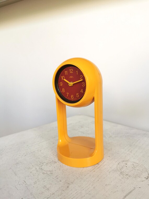 Vintage PRIM Analog Clock, Czechoslovakia 1980s, Retro Orange (NEEDS FIXING)