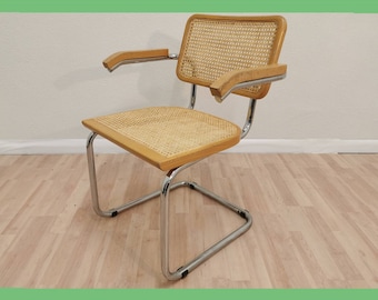 Cesca Stuhl von Marcel Breuer / Rohrgestell mit Cane Sitzfläche und Rückenlehne / Made in Jugoslawien / Mit Armlehne / B32/Vintage/Retro/Interieur