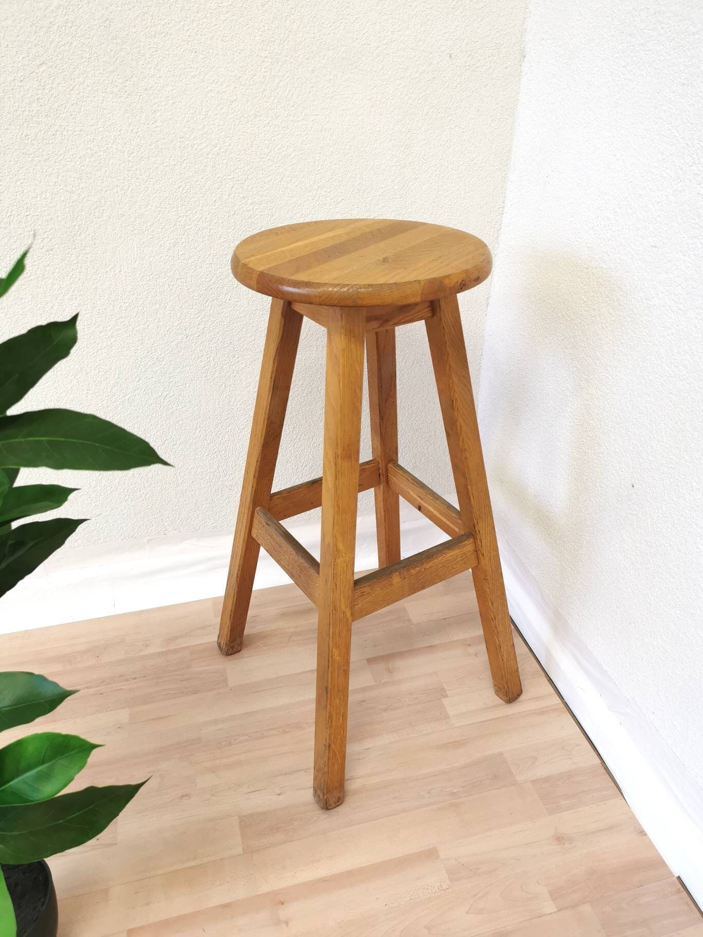 1 of 1 Vintage Wooden Oak Bar Stools / Industrial High Chair