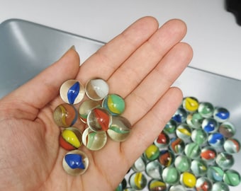 Vintage Glass Marbles: Multicolored Cat Eye Swirl Collectibles