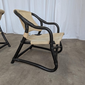 Sillón Espri Safari vintage: bambú negro, tela beige, Ikea de los años 70 (2 unidades en stock) imagen 2