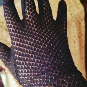 1950s Black Fishnet Opera Gloves.Medium sized 1950s Black Ladies Gloves.All Season's Gloves. image 1