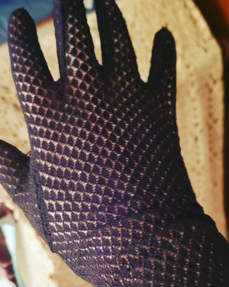1950s Black Fishnet Opera Gloves.Medium sized 1950s Black Ladies Gloves.All Season's Gloves. image 1