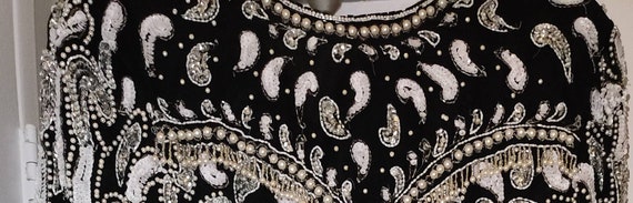 Vintage Scala Designer 80s Dress.Silk Pearl Beade… - image 9