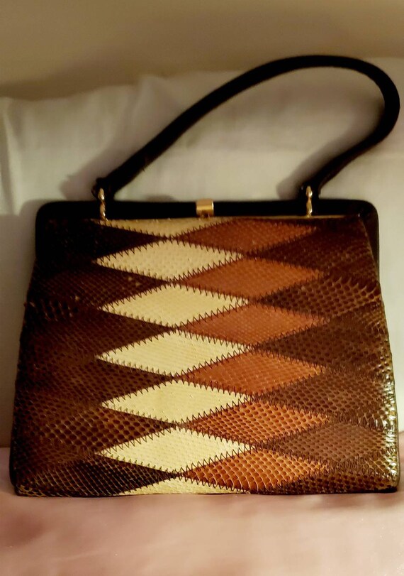 Brown Leather 1940s Handbag.Gorgeous Purse.1940s V