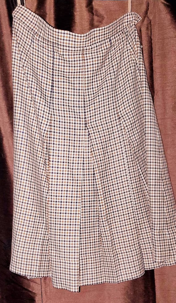 1960s Vintage Houndstooth Tweed Virgin Wool Kilt S