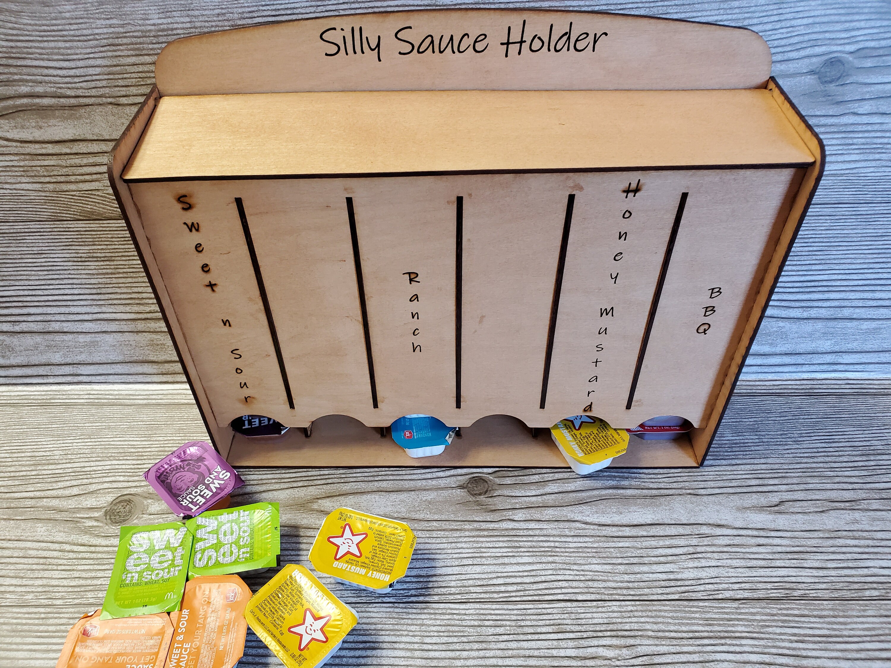 Sauce Holder Laser Cut Wood To Go Containers Organizer Etsy