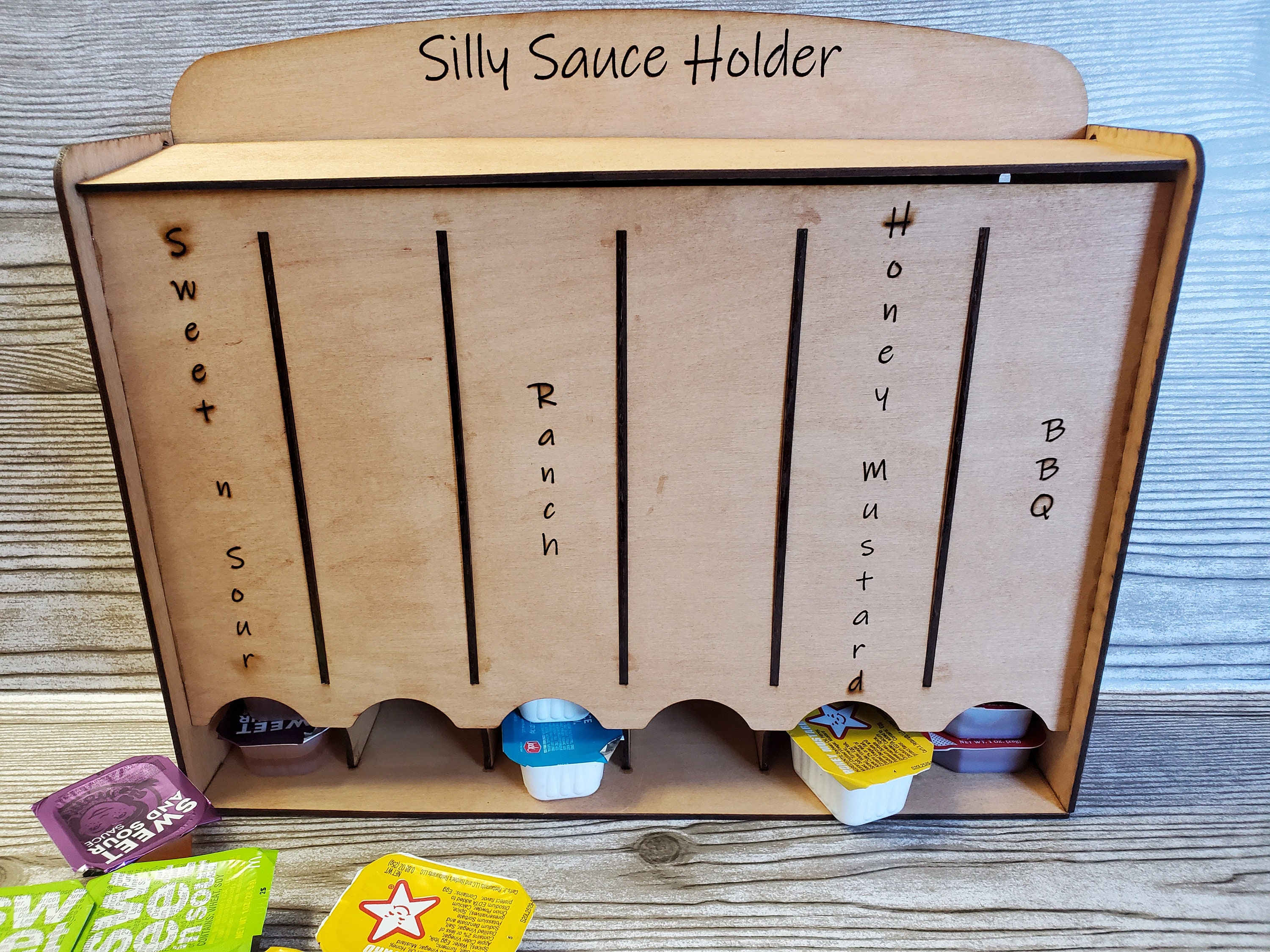 Sauce Holder Laser Cut Wood To Go Containers Organizer Etsy