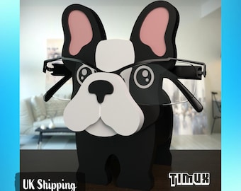 French Bulldog Decor 3D Printed Eyeglass Stand, Dog Glasses Holder, Eyewear Holder, Pet Lover Gift, Eyeglass Storage (UK Shipping)