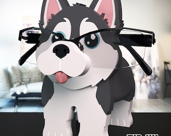 Husky Eyeglass Holder | 3D Printed Dog Glasses Stand | Gift for Husky Lovers