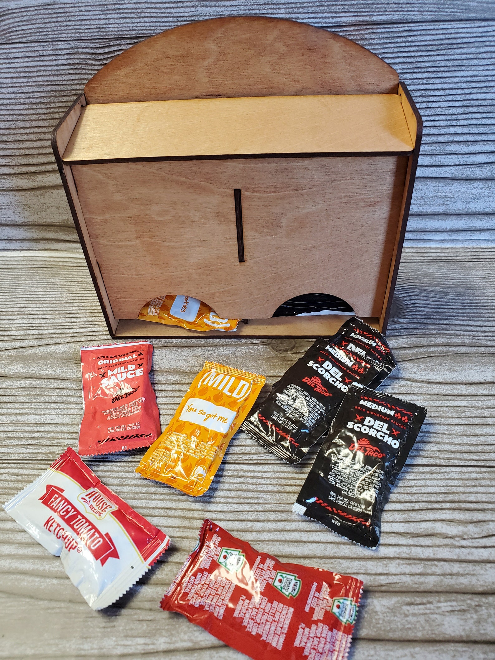 Sauce Small Packet Holder Laser Cut Wood to Go Containers Etsy