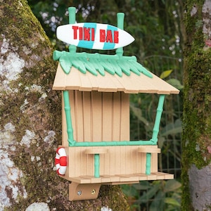 Tiki Bar Bird Feeder, Outdoor Bird House, , Bird Watching Gift, Garden Art, Unique Birdhouse, Home Decor