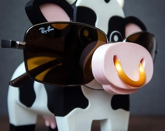 Cow Eyeglass Holder | 3D Printed Animal Glasses Stand | Farmhouse Desk Organizer Gift