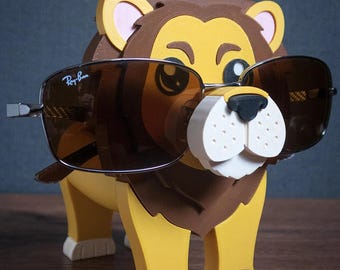 Lion Eyeglass Holder | 3D Printed Animal Glasses Stand | Gift for Lion Lovers